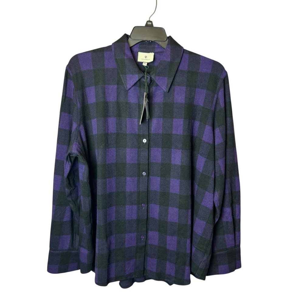 NWT Tuckernuck Purple Black Aubergine Check Parker Shacket Shirt XXXL